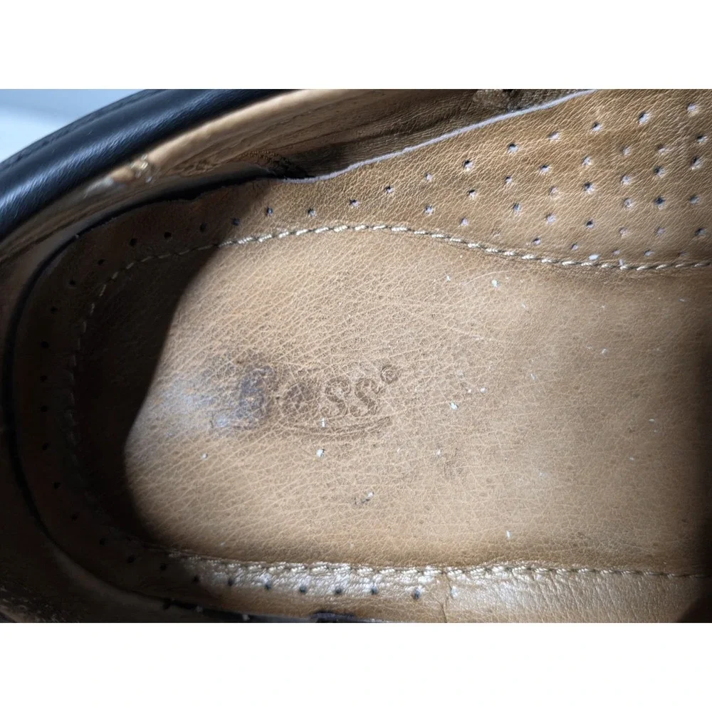 Bass Hank Leather Driving Moccasin Shoe Black Mens 9.5D Casual Slip On Moc